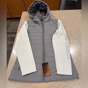 New Balance Women's Puffer Full Zip Jacket, Grey/Light Grey, Size M, NWT!